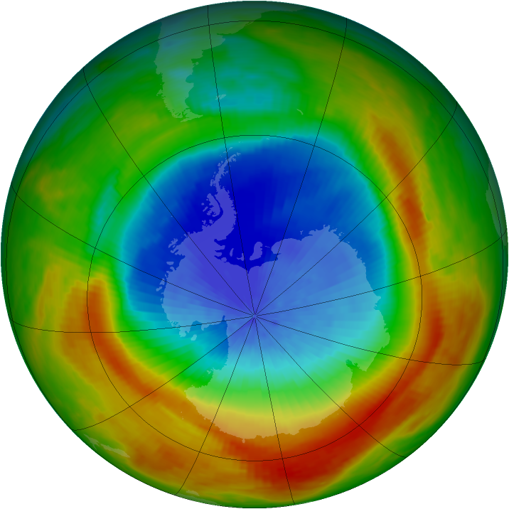Antarctic ozone map for 13 October 1988